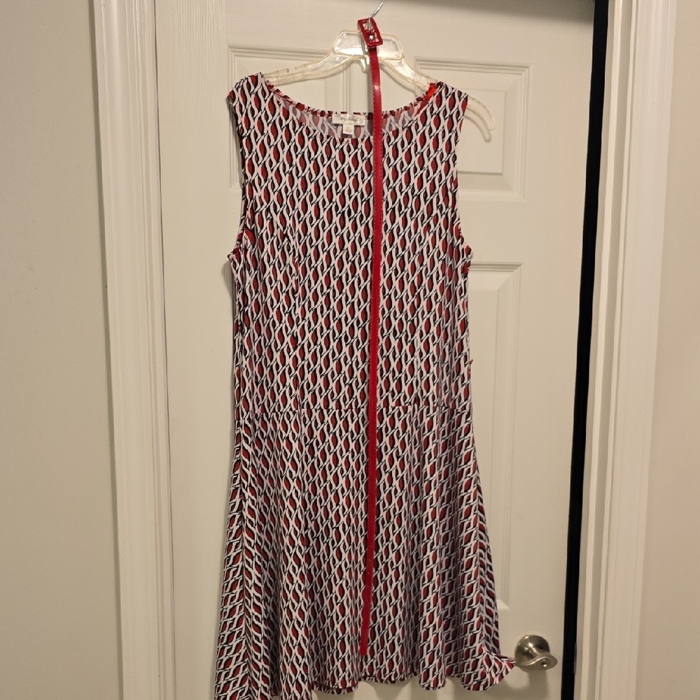 Dressbarn Red and White Patterned Dress